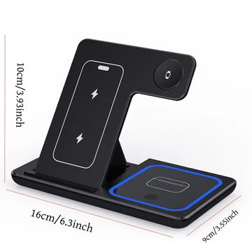 Fast Wireless Charger 30W LED Stand 3 in 1 Foldable Charging Station